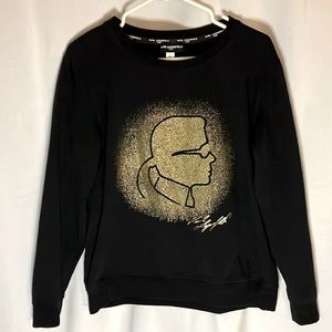 Karl Lagerfeld gold glitter face sweater